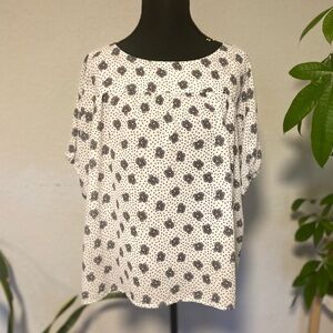 Ann Taylor Monochrome Patterned Butterfly Blouse, Work-appropriate, Classic